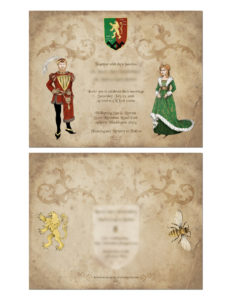 faire-part mariage medieval lion abeille illustration graphisme eure normandie