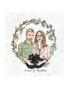 mariage illustration portrait chat amour couple graphisme