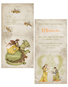 faire-part naissance medieval dragon illustration