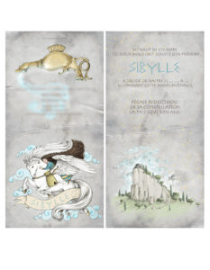 faire-part naissance medieval constellation illustration pegase
