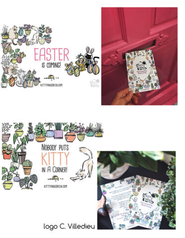 logo logotype chat cat green plants plante illustration catsitter