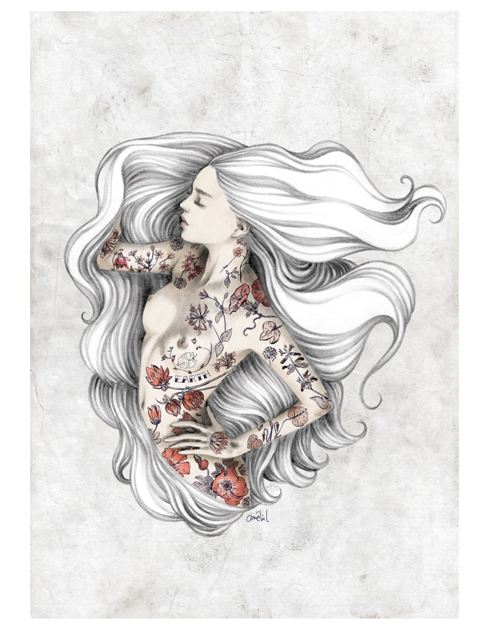 femme tatouage tattoo body corps fleurs botanique