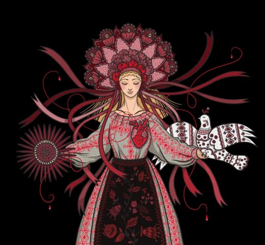 ukraine maria primachenko dessin illustration folklorique colombe dove paix peace