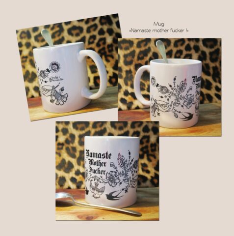 Mug namaste mother fucker illustration shop boutique