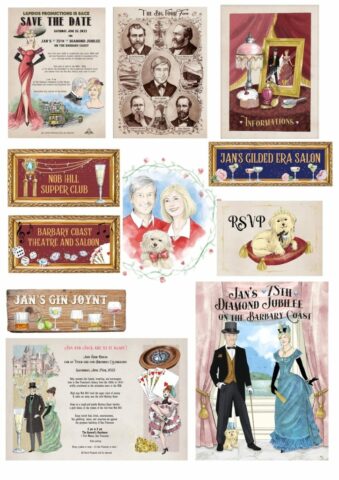 projet papeterie USA evenementiel anniversaire illustration portrait invitation save the date