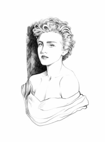 Madonne star illustration dessin crayon portrait musique chanteuse artiste