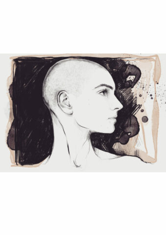 portrait illustration Sinead O'connor dessin illustration visage chanteuse artiste normandie