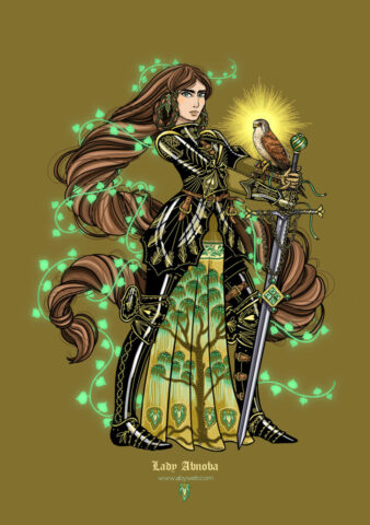 Lady Abnoba chevaliere feministe warrior guerriere faucon illustration dessin procreate