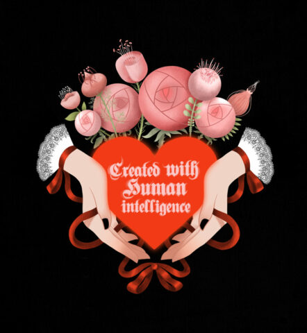 Illustration Irlande Claddagh ireland dessin coeur main amour amitie rose fleurs flower pink