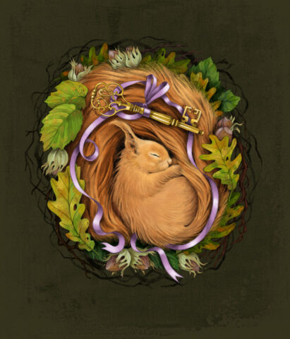 Illustration écureuil clef dessin nature peace love normandie eure
