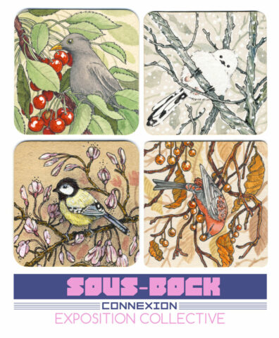 expostion sousbock connexion collective illustration 4 saisons oiseaux birds paris
