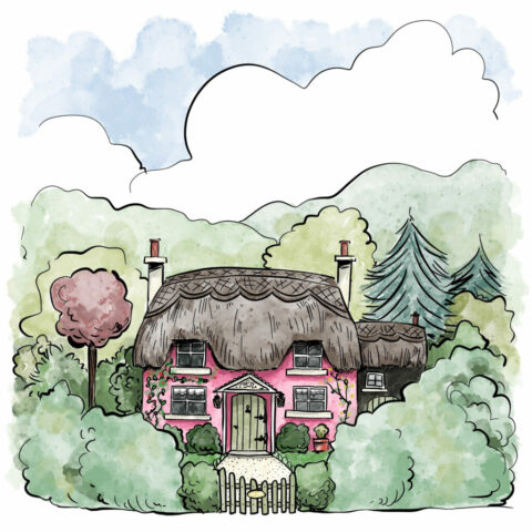 Cottage Anglais english angleterre illustration dessin maison portrait