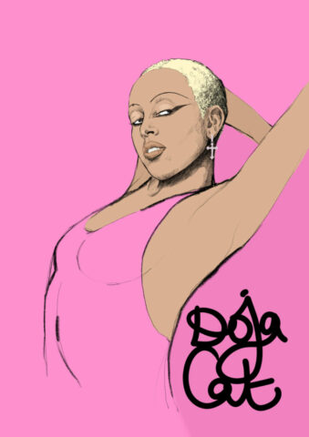 Doja Cat chanteuse portrait illustration
