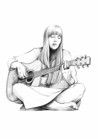 jon Mitchell musique chanteuse portrait 70 illustration crayon eure normandie