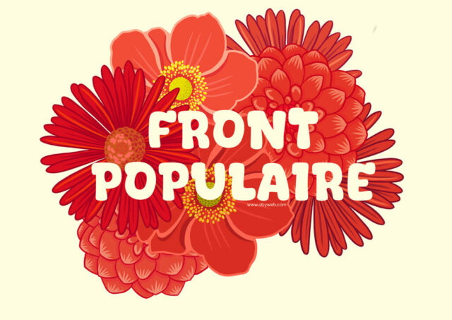 nouveau front populaire logo logotype politique revolution illustration fleurs