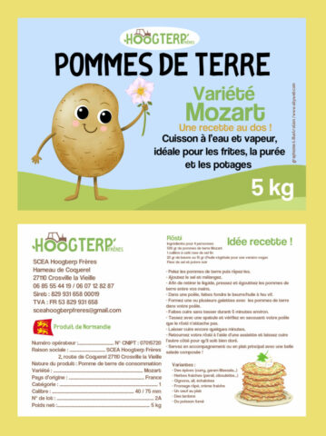 hoogterp agriculteurs leneubourg logo visuel etiquette pomme de terre graphisme prestation